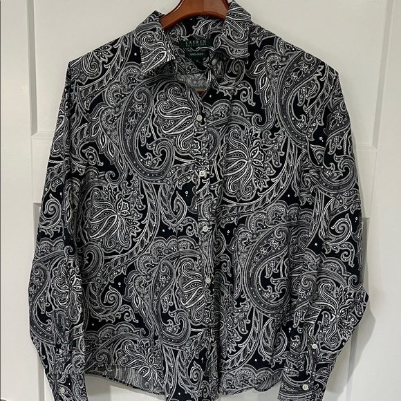 Ralph Lauren Tops - Ralph Lauren Black and White Paisley Button Down Shirt Sz XL